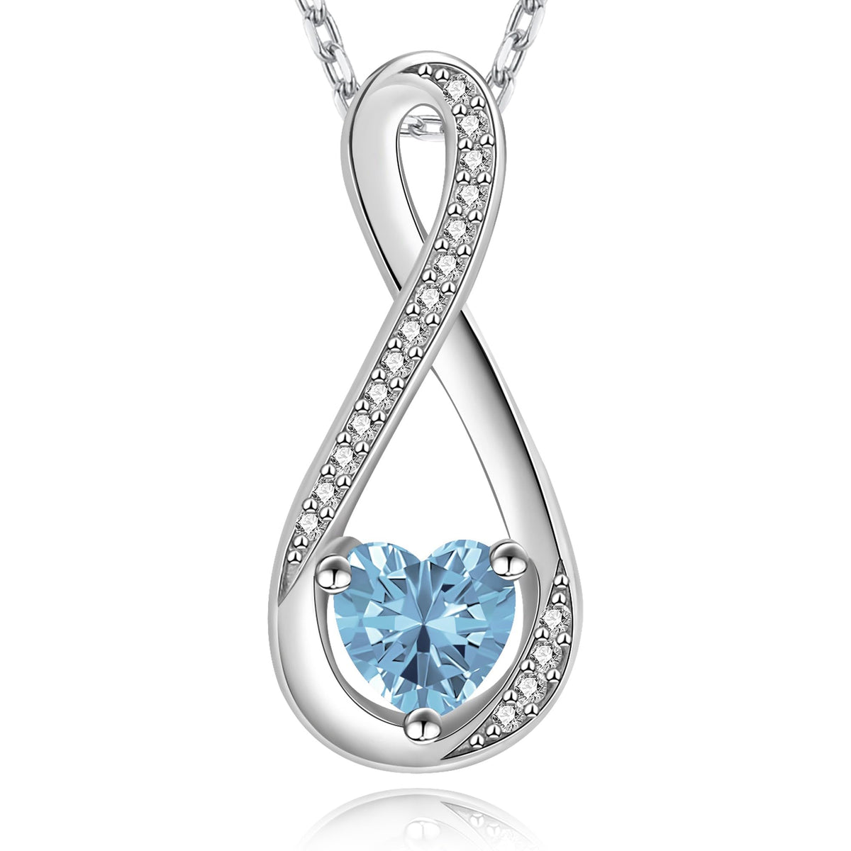 JoycuFF Aquamarine Necklace Gifts for Women Mother Daughter March Birthstone for Women Sterling Silver Infinity Pendant Blue Gemstone Fine Jewelry Birthday Anniversary Christmas Gifts for Women