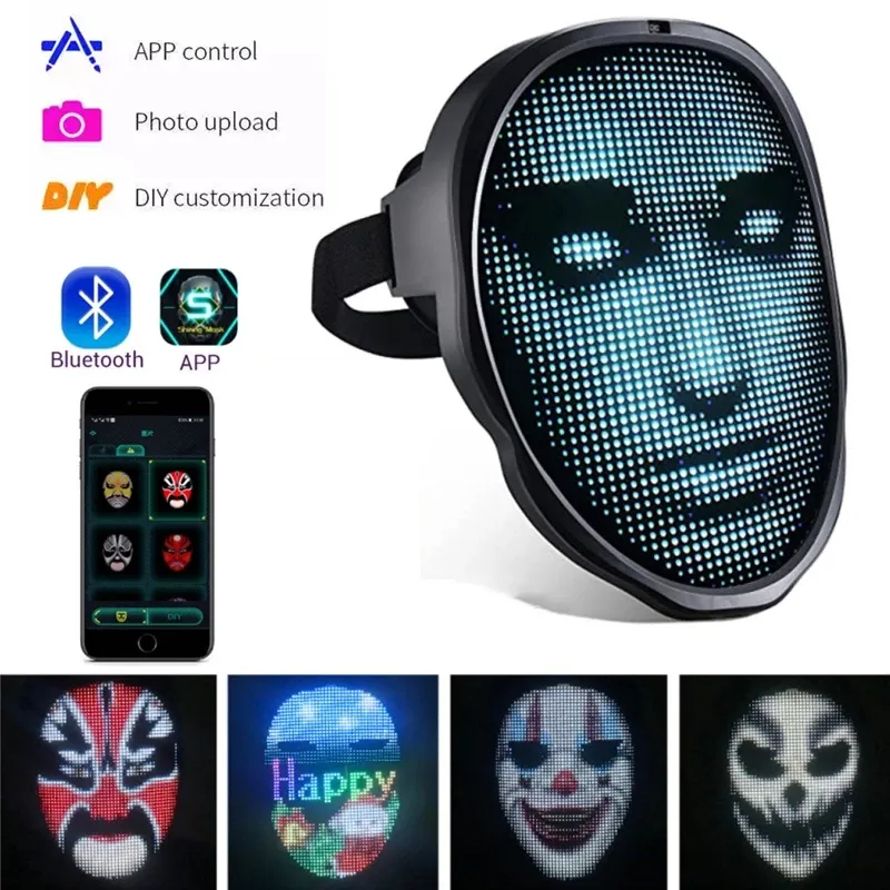 LED Light-Up Face Mask – Color-Changing Rave & Costume Mask