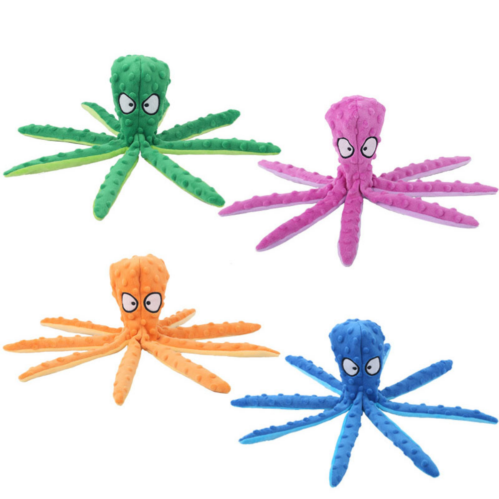 Plush Octopus Dog Toy – Squeaky, Bite-Resistant & Available in 4 Colors