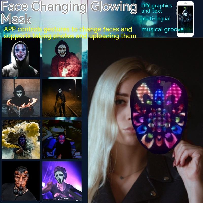 LED Light-Up Face Mask – Color-Changing Rave & Costume Mask