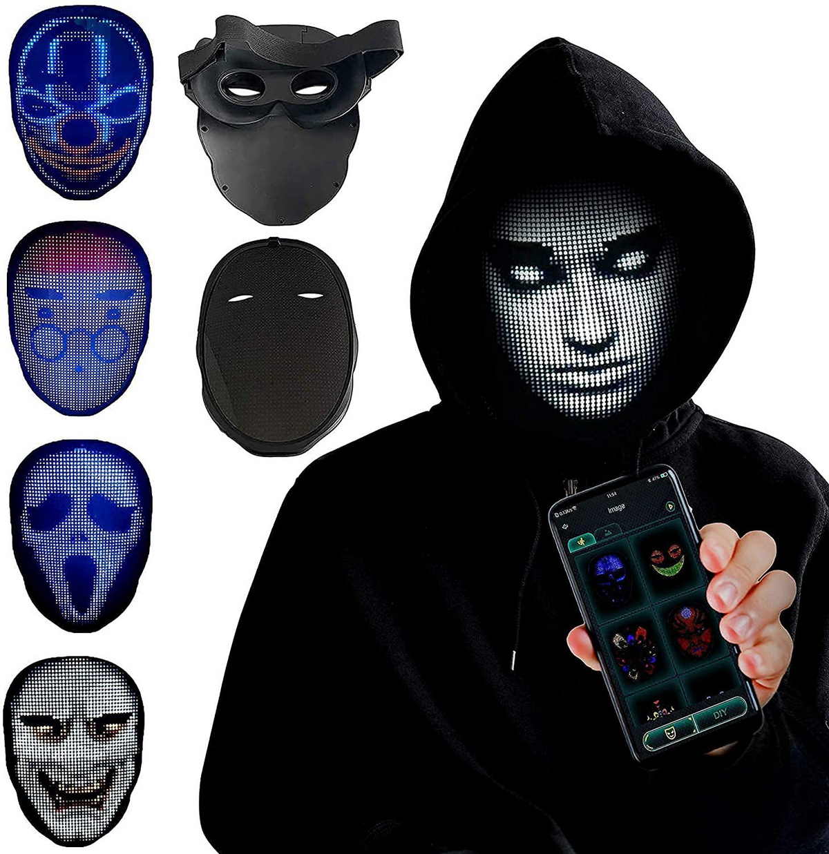 LED Light-Up Face Mask – Color-Changing Rave & Costume Mask