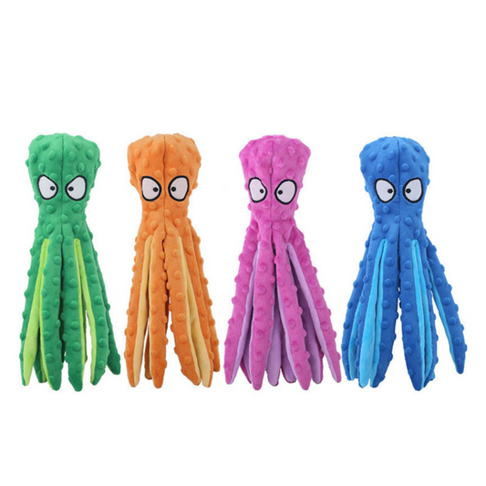 Plush Octopus Dog Toy – Squeaky, Bite-Resistant & Available in 4 Colors